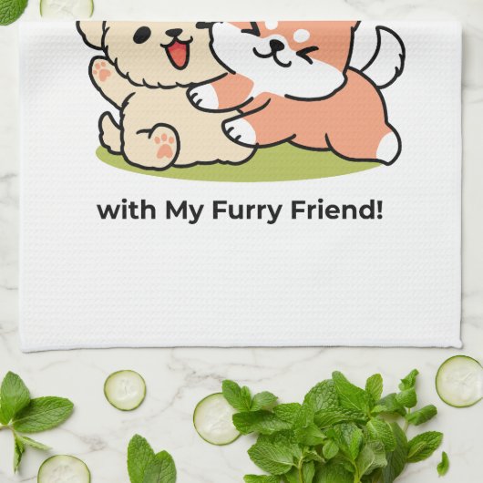 Spring in schattigheid - Schattige hondenillustrat Theedoek (Gevouwen)
