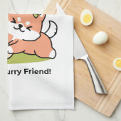 Spring in schattigheid - Schattige hondenillustrat Theedoek (Quarter Fold)