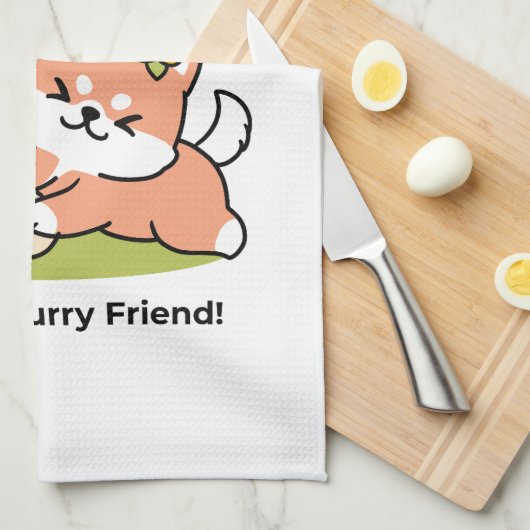 Spring in schattigheid - Schattige hondenillustrat Theedoek (Quarter Fold)