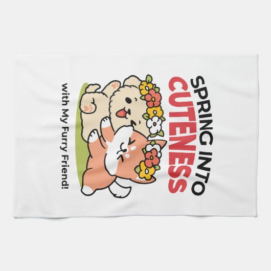 Spring in schattigheid - Schattige hondenillustrat Theedoek (Horizontaal)