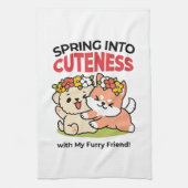 Spring in schattigheid - Schattige hondenillustrat Theedoek (Verticaal)