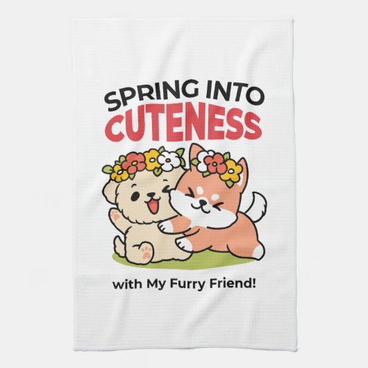 Spring in schattigheid - Schattige hondenillustrat Theedoek (Verticaal)