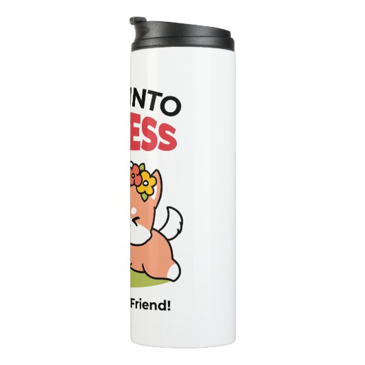 Spring in schattigheid - Schattige hondenillustrat Thermosbeker (Geroteerd rechts)