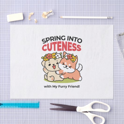 Spring in schattigheid - Schattige hondenillustrat Tissuepapier (Craft)