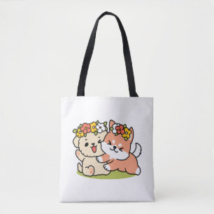 Spring in schattigheid - Schattige hondenillustrat Tote Bag
