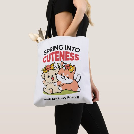 Spring in schattigheid - Schattige hondenillustrat Tote Bag (Dichtbij)