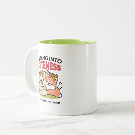 Spring in schattigheid - Schattige hondenillustrat Tweekleurige Koffiemok (Voorkant links)