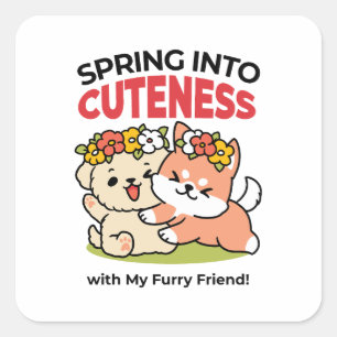Spring in schattigheid - Schattige hondenillustrat Vierkante Sticker