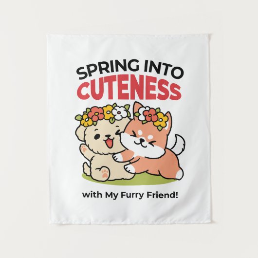 Spring in schattigheid - Schattige hondenillustrat Wandkleed (Voorkant)