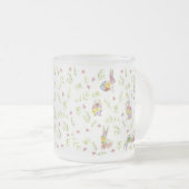 Spring in Spring Bunny Rabbit Wildflower Glass Matglas Koffiemok (Voorkant rechts)