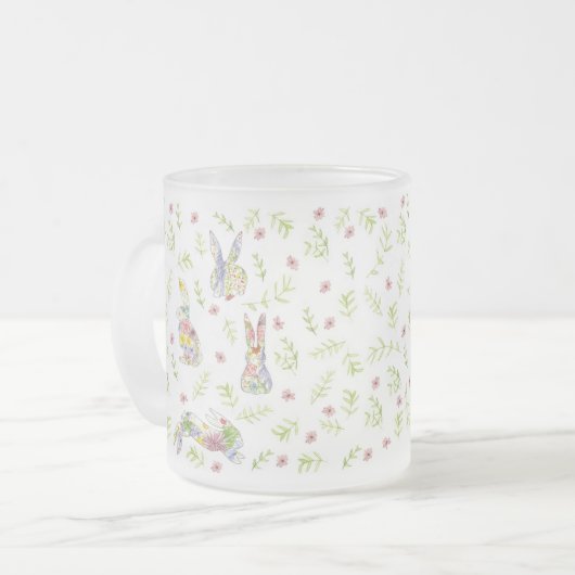 Spring in Spring Bunny Rabbit Wildflower Glass Matglas Koffiemok (Voorkant links)