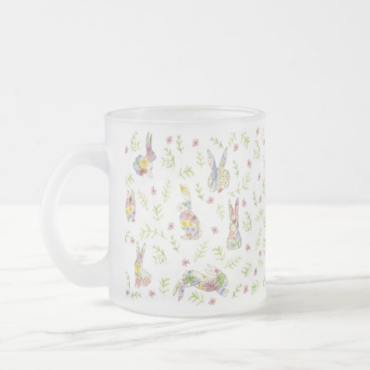 Spring in Spring Bunny Rabbit Wildflower Glass Matglas Koffiemok (Links)