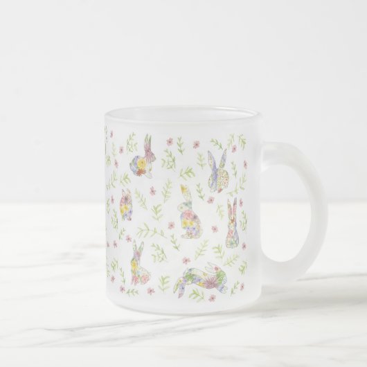 Spring in Spring Bunny Rabbit Wildflower Glass Matglas Koffiemok (Rechts)