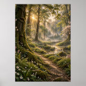 Spring in the Fourfold Forest – Misty Fantasy Wood Poster (Voorkant)