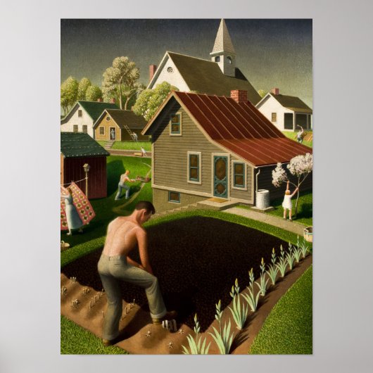 Spring in Town, 1941 by Grant Wood Poster (Voorkant)