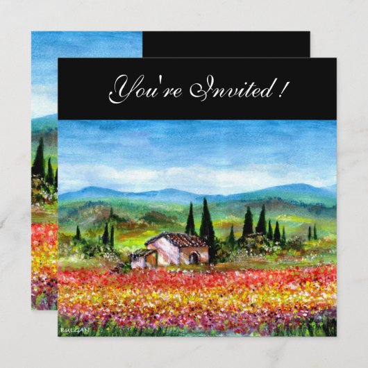 SPRING IN TUSCANY, helder rood roze blauw Kaart (Voorkant / Achterkant)