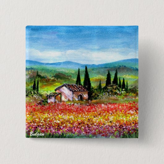 SPRING IN TUSCANY VIERKANTE BUTTON 5,1 CM (Voorkant)
