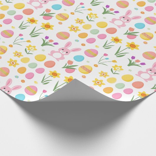 Spring in vreugde! Paashaas & narcis Wrapping Cadeaupapier (Hoek)