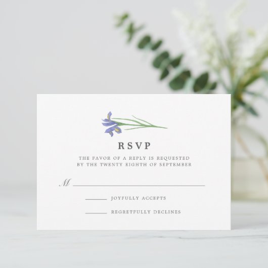 Spring Iris | Waterverf Floral Wedding RSVP (Staand voorkant)