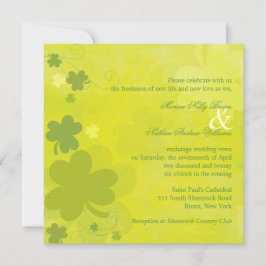Spring Irish Shamrocks Green Wedding Kaart