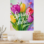 "Spring is Here" Tulip Bouquet Illustration Poster (Keuken)