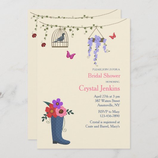 Spring is hier uitnodiging (Voorkant / Achterkant)