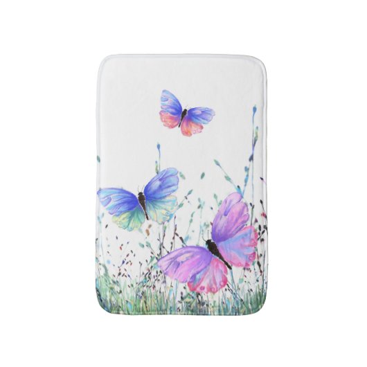 Spring Joy Bath Mat Butterflies vliegend in Natuur (Voorkant Verticaal)
