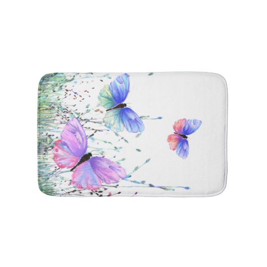 Spring Joy Bath Mat Butterflies vliegend in Natuur (Voorkant)