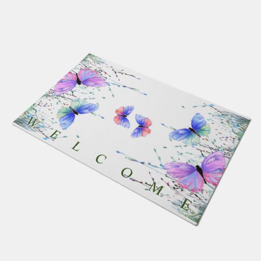 Spring Joy Doormat Butterflies Flying - Welkom Deurmat (Schuin)
