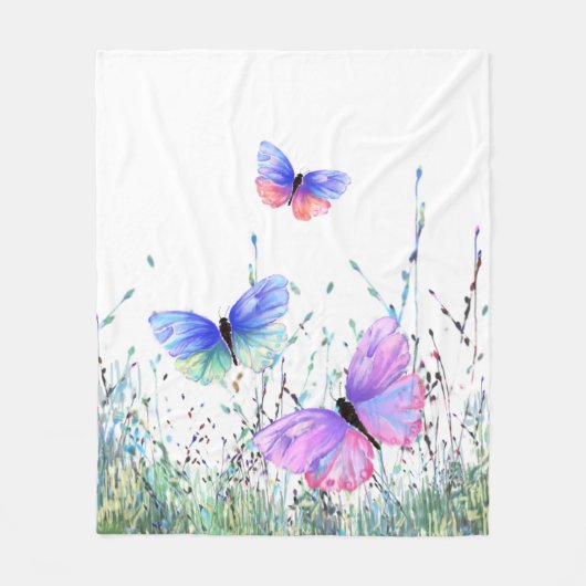 Spring Joy Fleece Blanket Butterflies Flying (Voorkant)