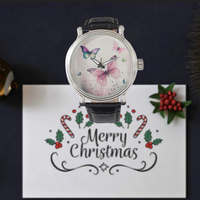 Spring joy roze vlinders cadeau horloge (Creator heeft geüpload)