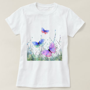 Spring Joy T-Shirt Butterflies vliegen in Natuur