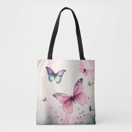 Spring joy vlinder roze canvas tas (Voorkant)