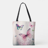 Spring joy vlinder roze canvas tas (Achterkant)