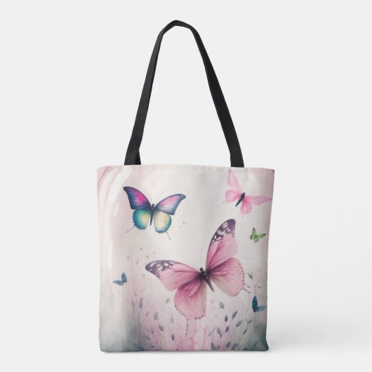Spring joy vlinder roze canvas tas (Achterkant)
