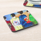 Spring kimono Japanse Geisha art Bier Onderzetter (Linkerzijde)