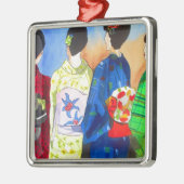 Spring kimono Japanse Geisha art Metalen Ornament (Links)