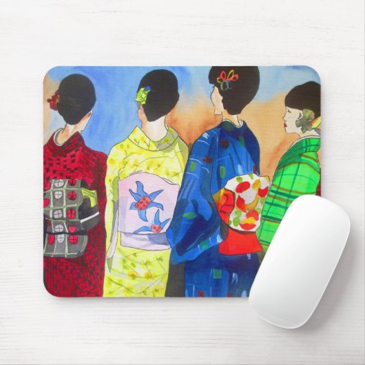 Spring kimono Japanse Geisha art Muismat (Met muis)