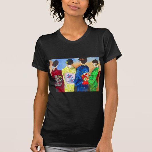 Spring kimono Japanse Geisha art T-shirt (Voorkant)