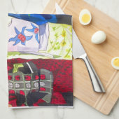 Spring kimono Japanse Geisha art Theedoek (Quarter Fold)