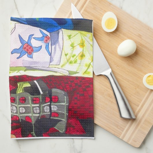 Spring kimono Japanse Geisha art Theedoek (Quarter Fold)