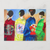 Spring Kimono Japanse Geisha waterverf kunst Briefkaart (Voorkant)