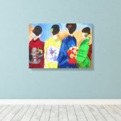 Spring Kimono Japanse Geisha waterverf kunst Canvas Afdruk (Insitu (Houten vloer))