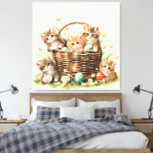 Spring Kitten Paasmand Canvas Afdruk (Insitu (Slaapkamer))
