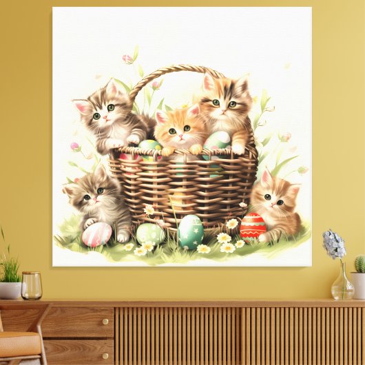 Spring Kitten Paasmand Canvas Afdruk (Insitu (Woonkamer))
