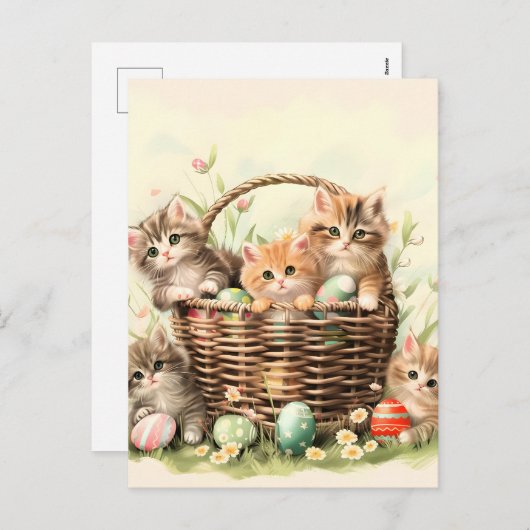 Spring Kitten Paasmand Feestdagenkaart (Voorkant / Achterkant)