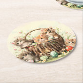 Spring Kitten Paasmand Ronde Kartonnen Onderzetter (Gebogen)