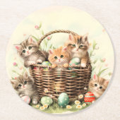 Spring Kitten Paasmand Ronde Kartonnen Onderzetter (Voorkant)