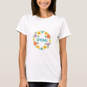 SPRING – Kleurrijk Bloemen Illustratie Ontwerp T-shirt