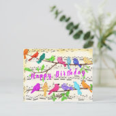 Spring Kleurrijke Musical Bird Birthday Kaart (Staand voorkant)